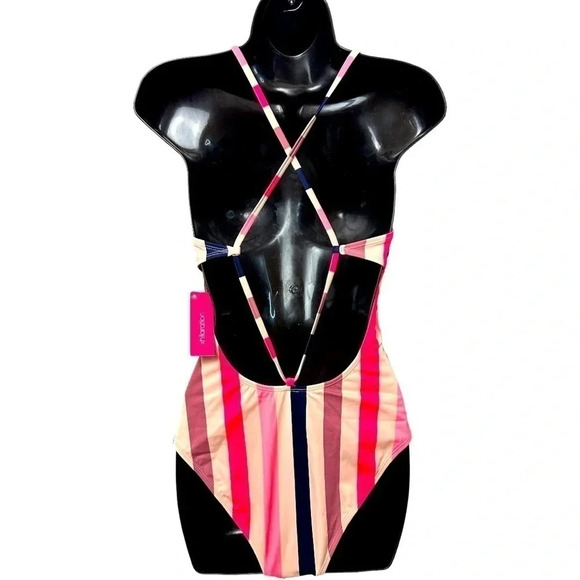 Nwt. Xhilaration Swim One Piece Colorful Stripe Removable Padding Wireless. - Picture 4 of 12